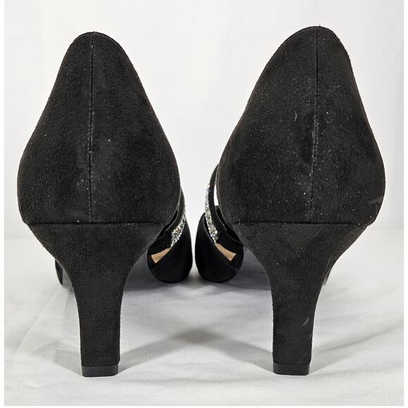 I.MILLER BRIANNA BLACK WOMEN’S SUEDE-LIKE STRAP HEEL – SIZE 8.5M – 3" HEEL - Picture 6 of 10